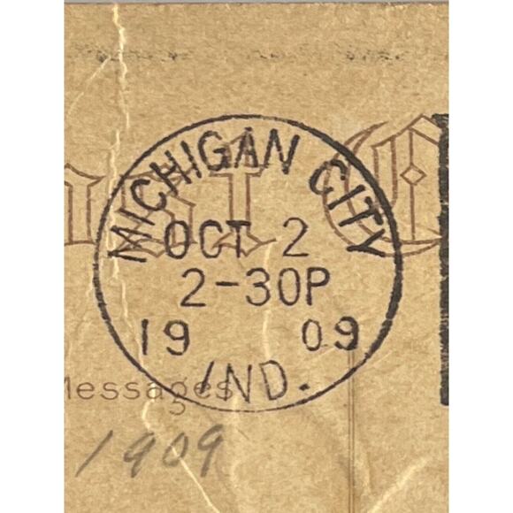 Antique 1909 Ephemera Embossed Posted Signed Postcard Lilies Floral Best Wishes - Picture 8 of 8